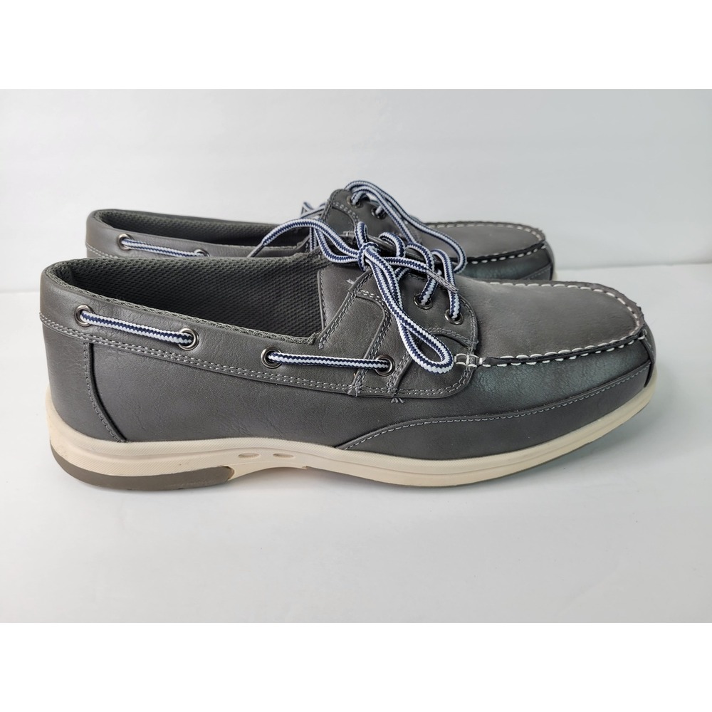 Deer Stags Mitch Grey Boat Shoes Men 10M Island Stags Memory Foam Loafers 23124‎